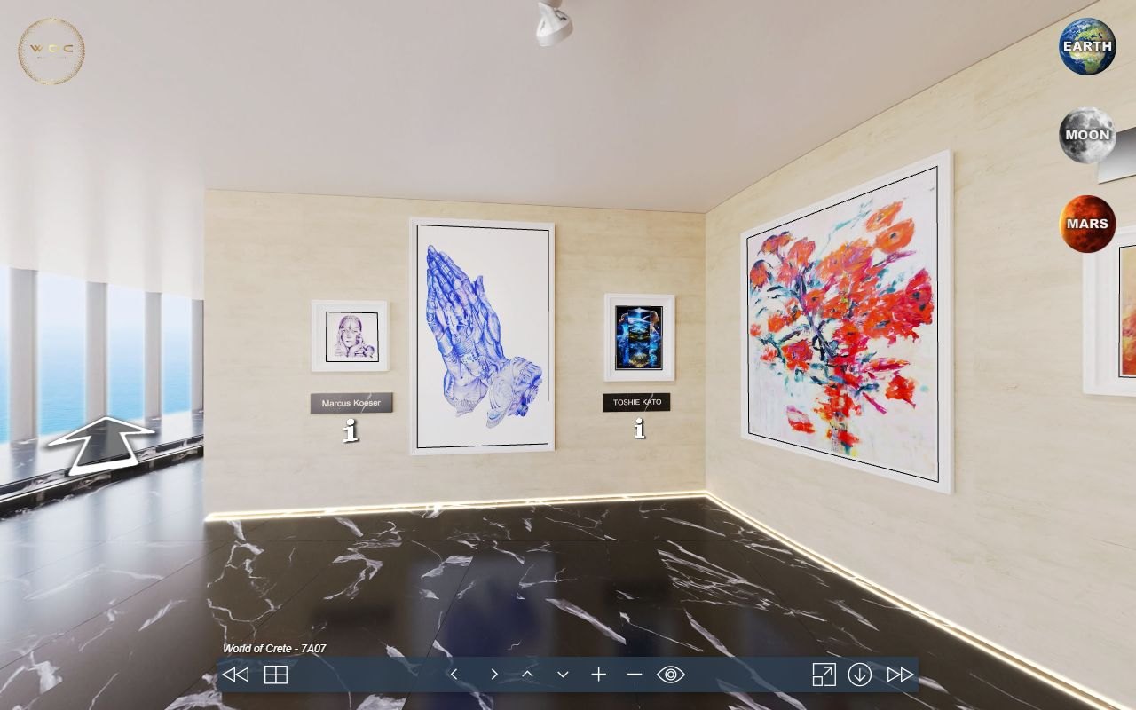 World of Crete VIFAF 2026 3Dギャラリーの展示室（TOSHIE KATO の作品）
